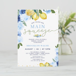 Invitation Citron jaune bleu Fête des mariées principale