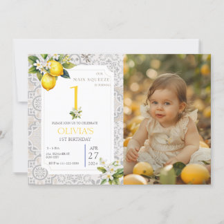 Invitation Citron méditerranéen 1er 2e 3e anniversaire photo