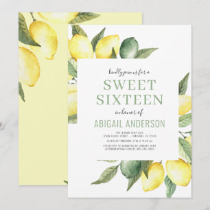 Invitation Citron moderne Sweet sixteen Citrus Anniversaire 