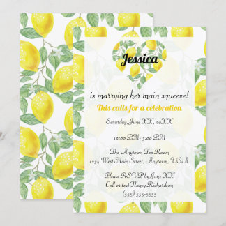 Invitation Citron Motif Coeur Main Fête des mariées de la tai
