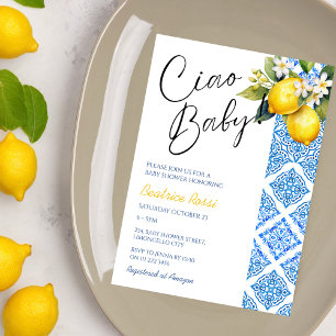 Invitation Citron Positano Baby shower italien Carreaux Amalf