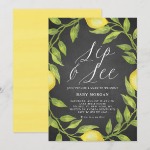 Invitation Citron vert Chalkboard Sip & Voir Baby shower