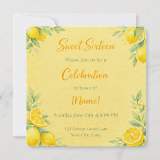 Invitation "Citronnée" pour un Sweet 16 