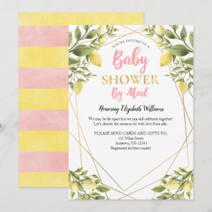 Invitation Citrons Baby shower Fille Rose par courrier