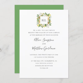 Invitation Citrons Citrus et mariage de monogramme officiel f