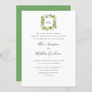 Invitation Citrons Citrus et mariage de monogramme officiel f