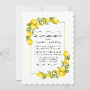 Invitation Citrons d'aquarelle et Mariage de verdure