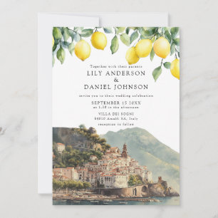 Invitation Citrons de la Côte d'Amalfi Code QR Mariage Italie