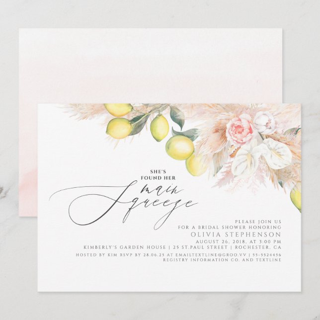 Invitation Citrons de la Squeeze et Fête des mariées de laito (Devant / Derrière)