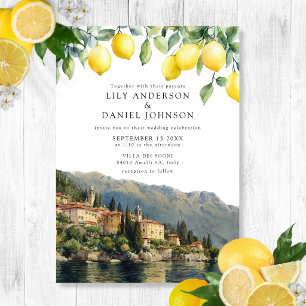 Invitation Citrons du lac de Côme Mariage Italien
