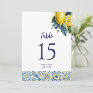 Invitation Citrons et carreaux mariage personnalisé Numéro de