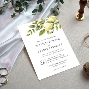 Invitation Citrons et mariage botanique feuille