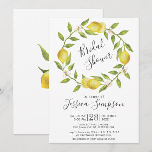 Invitation Citrons Fleurissent Verdure Lavage de Mariée Aqua