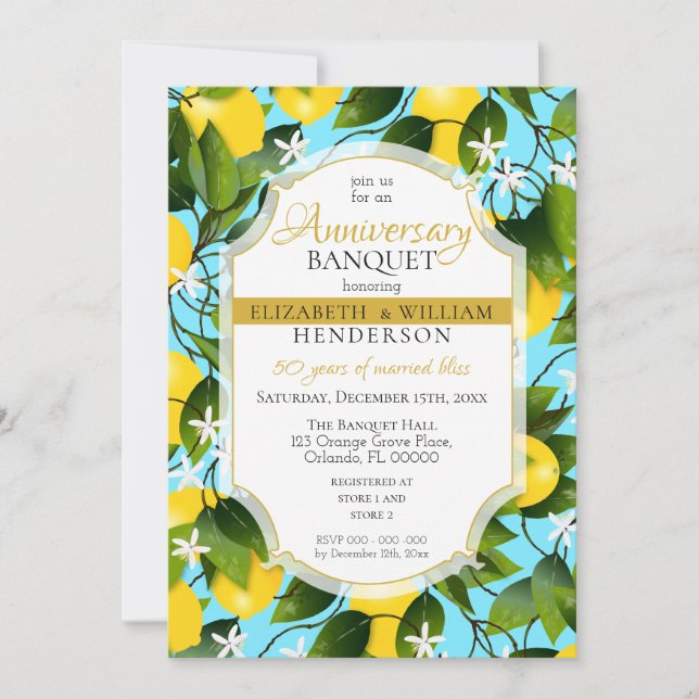 Invitation Citrons Fruit Citron Floral | Noces de Mariage (Devant)