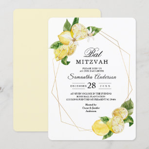 Invitation Citrons jaunes modernes et beauté des cadres d'or