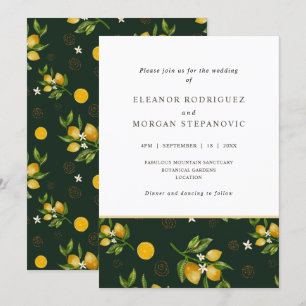 Invitation citrons jaunes modernes mariage juteux