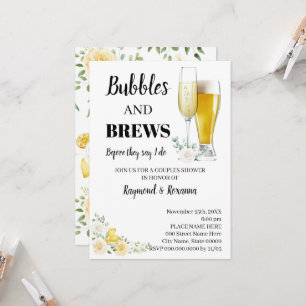 Invitation Citrons & Roses Bubble & Brews Couples Douche