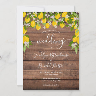 Invitation Citrons Verdure Bois rustique Mariage