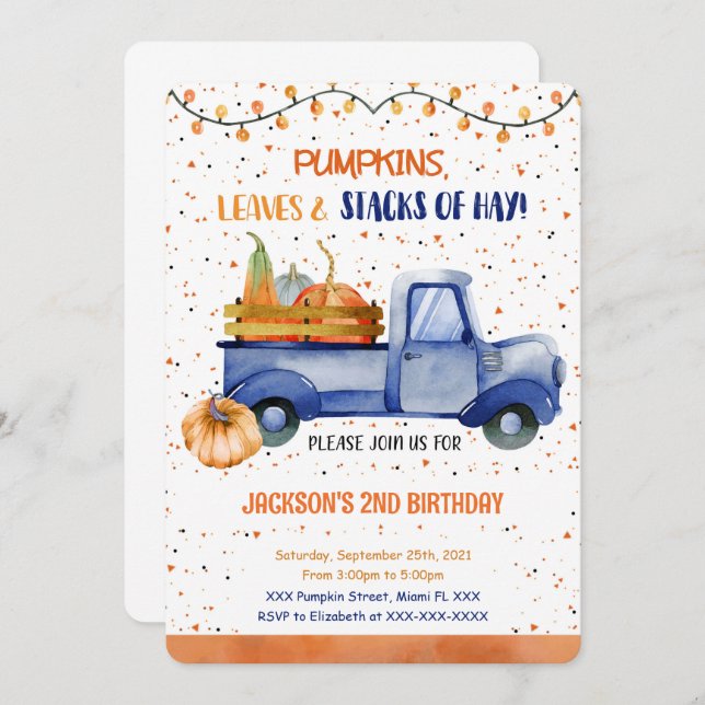 Invitation citrouille (Devant / Derrière)