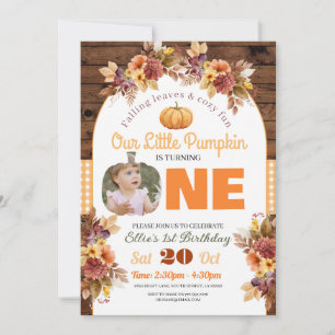 Invitation Citrouille 1er anniversaire Little Photo Un automn
