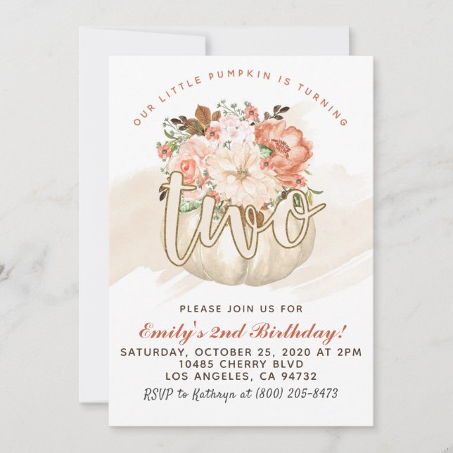 Invitation citrouille 2e anniversaire (Devant)