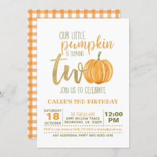 Invitation citrouille 2E Anniversaire - Orange Pla