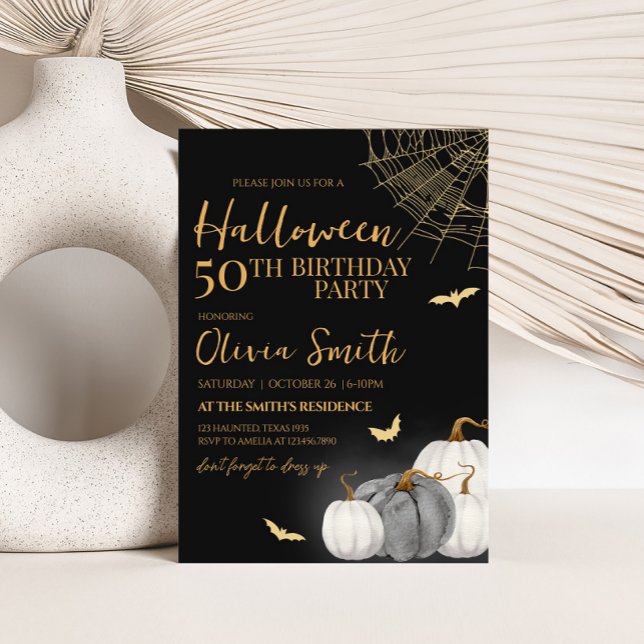 Invitation Citrouille adulte moderne Halloween fête d'anniver (Adult Modern Pumpkin Halloween Birthday Party Invitation)