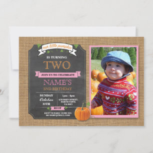 Invitation Citrouille Anniversaire Fête Récolte Photo Pink In