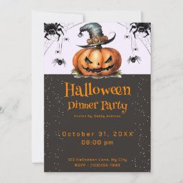 Invitation Citrouille araignée Halloween dîner