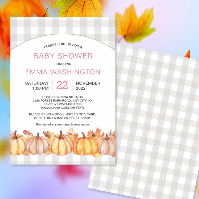 Invitation Citrouille automne baby shower fille (Créateur téléchargé)