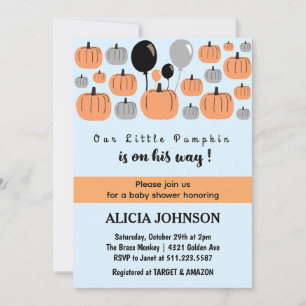 Invitation Citrouille Automne baby shower Halloween
