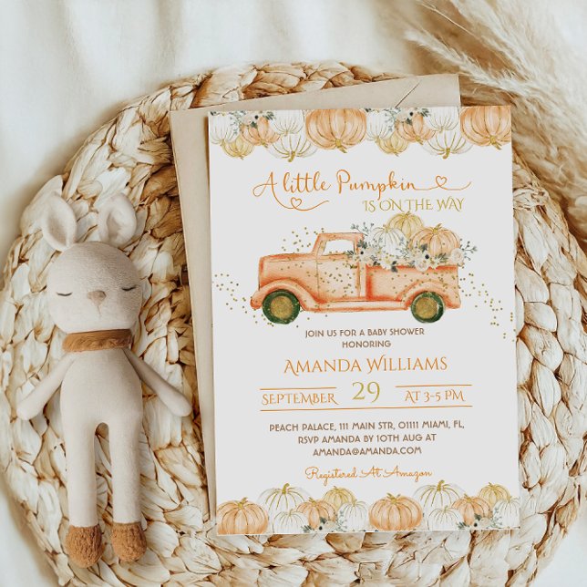 Invitation Citrouille Automne Camion Orange Baby shower Invit (Créateur téléchargé)