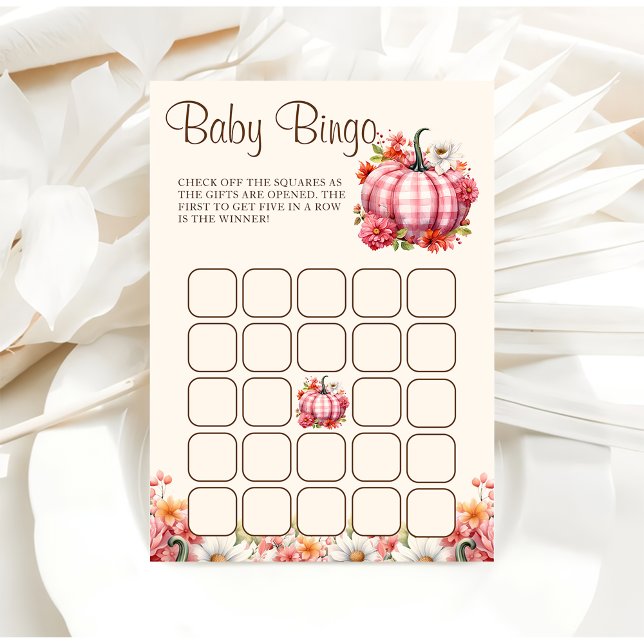 Invitation Citrouille Automne Floral Baby shower Baby Bingo J (Créateur téléchargé)