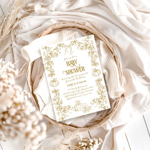 Invitation Citrouille Automne or Whimsical Baby shower floral