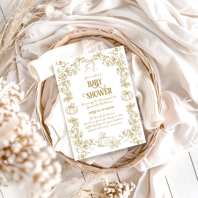 Invitation Citrouille Automne or Whimsical Baby shower floral (Créateur téléchargé)