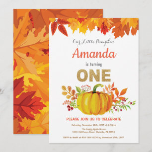 Invitation Citrouille Automne Premier Anniversaire Parties sc
