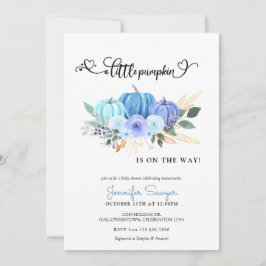 Invitation Citrouille Autumn Blue Boy Baby shower