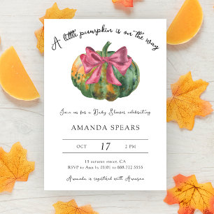 Invitation Citrouille avec arc sexe neutre baby shower d'auto