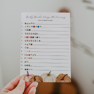 Invitation Citrouille Baby Books Emoji Game Card