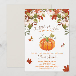Invitation Citrouille Baby shower Automne automne 