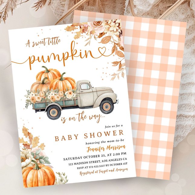 Invitation Citrouille Baby shower de camion Automne Neutre ge (Créateur téléchargé)