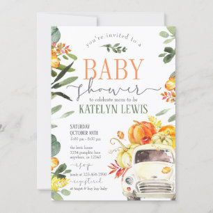 Invitation citrouille Baby shower de camion avec v