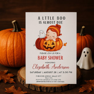Invitation Citrouille Baby shower d'Halloween Little Boo
