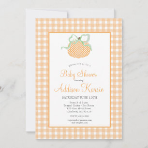 Invitation Citrouille Baby shower En vichy