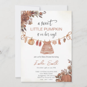 Invitation Citrouille Baby shower fille