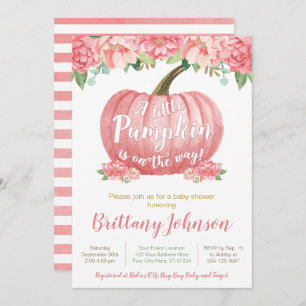 Invitation Citrouille Baby shower  Rose