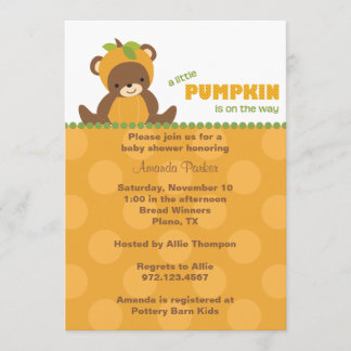 Invitation citrouille Bear Baby shower