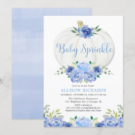 Invitation Citrouille bébé saupoudrer bleu blanc baby shower