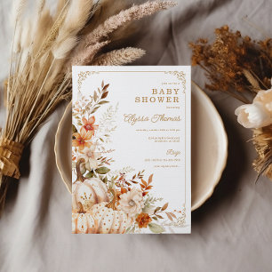 Invitation Citrouille beige Baby shower neutre pour les femme