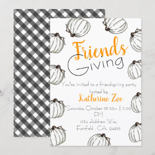 Invitation Citrouille blanc chute Thanksgiving amis